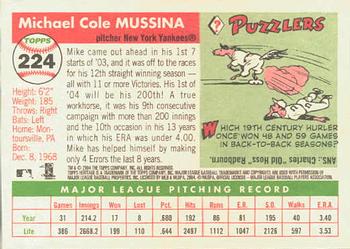 2004 Topps Heritage #224 Mike Mussina Back
