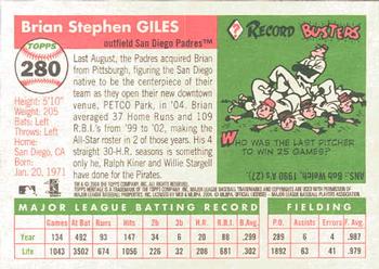 2004 Topps Heritage #280 Brian Giles Back