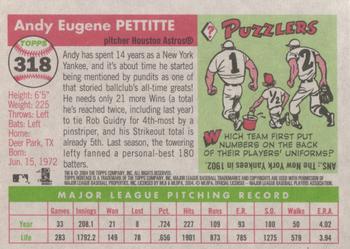 2004 Topps Heritage #318 Andy Pettitte Back