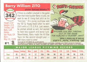 2004 Topps Heritage #342 Barry Zito Back