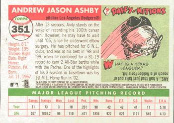 2004 Topps Heritage #351 Andy Ashby Back