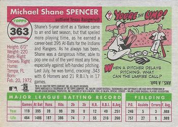 2004 Topps Heritage #363 Shane Spencer Back