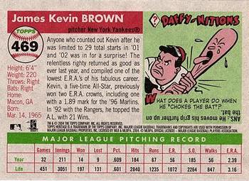 2004 Topps Heritage #469 Kevin Brown Back
