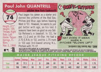 2004 Topps Heritage #74 Paul Quantrill Back