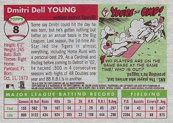 2004 Topps Heritage #8 Dmitri Young Back