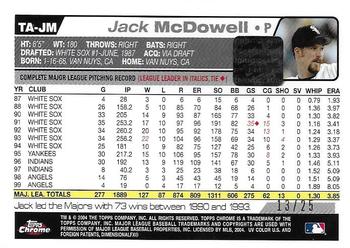 2004 Topps Retired Signature Edition - Autographs Refractors #TA-JM Jack McDowell Back