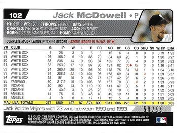 2004 Topps Retired Signature Edition - Black #102 Jack McDowell Back