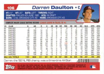 2004 Topps Retired Signature Edition - Black #106 Darren Daulton Back