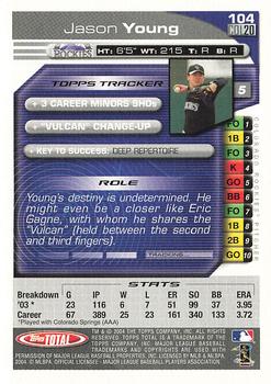 2004 Topps Total - Silver #104 Jason Young Back