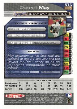 2004 Topps Total - Silver #576 Darrell May Back