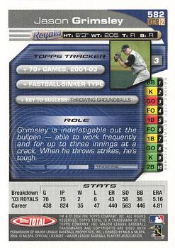 2004 Topps Total - Silver #582 Jason Grimsley Back