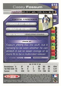 2004 Topps Total - Silver #618 Casey Fossum Back