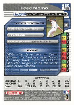 2004 Topps Total - Silver #620 Hideo Nomo Back