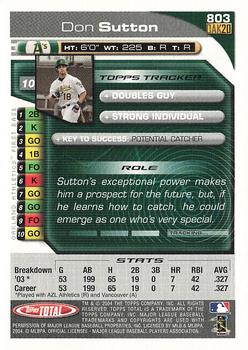2004 Topps Total - Silver #803 Don Sutton Back