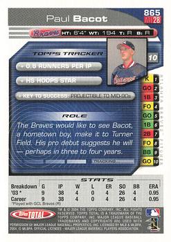 2004 Topps Total - Silver #865 Paul Bacot Back
