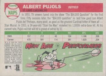 2004 Topps Heritage - New Age Performers #NAP5 Albert Pujols Back
