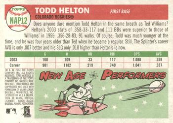 2004 Topps Heritage - New Age Performers #NAP12 Todd Helton Back