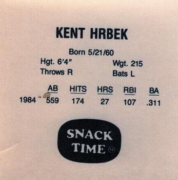 1985 KAS Discs - 1985 KAS Squares #NNO Kent Hrbek Back