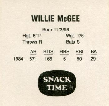 1985 KAS Discs - 1985 KAS Squares #NNO Willie McGee Back