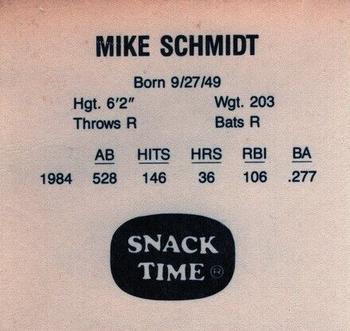 1985 KAS Discs - 1985 KAS Squares #NNO Mike Schmidt Back