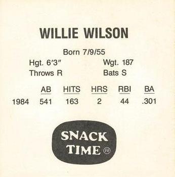 1985 KAS Discs - 1985 KAS Squares #NNO Willie Wilson Back