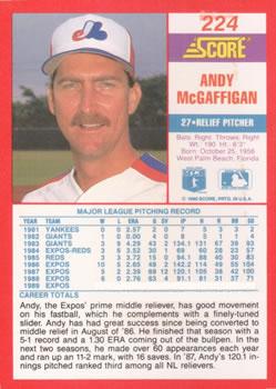1990 Score - Promos #224 Andy McGaffigan Back