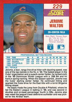 1990 Score - Promos #229 Jerome Walton Back
