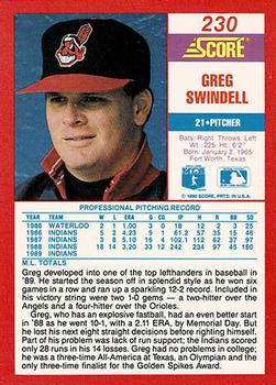 1990 Score - Promos #230 Greg Swindell Back