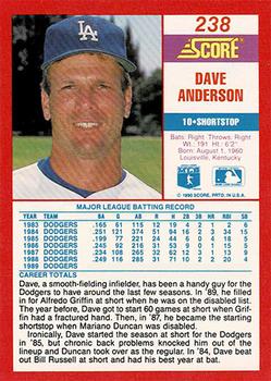 1990 Score - Promos #238 Dave Anderson Back