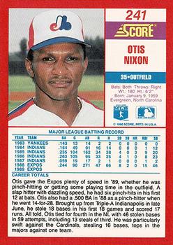 1990 Score - Promos #241 Otis Nixon Back