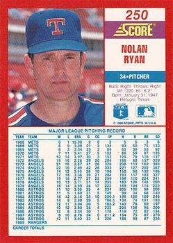 1990 Score - Promos #250 Nolan Ryan Back