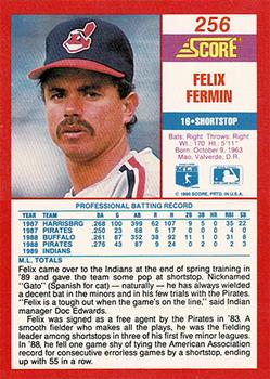 1990 Score - Promos #256 Felix Fermin Back