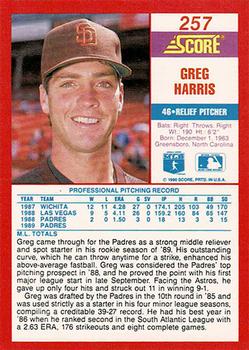 1990 Score - Promos #257 Greg Harris Back