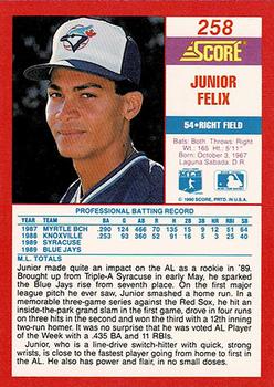 1990 Score - Promos #258 Junior Felix Back