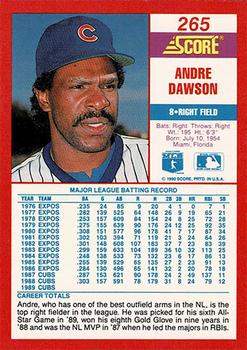 1990 Score - Promos #265 Andre Dawson Back