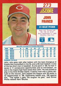 1990 Score - Promos #273 John Franco Back