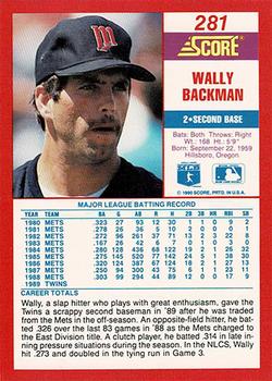 1990 Score - Promos #281 Wally Backman Back
