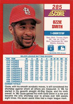 1990 Score - Promos #285 Ozzie Smith Back