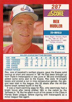 1990 Score - Promos #287 Rex Hudler Back