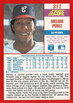1990 Score - Promos #311 Melido Perez Back