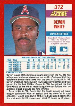 1990 Score - Promos #312 Devon White Back