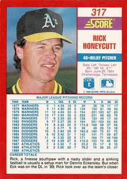 1990 Score - Promos #317 Rick Honeycutt Back