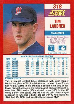 1990 Score - Promos #318 Tim Laudner Back