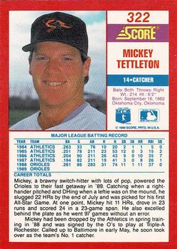 1990 Score - Promos #322 Mickey Tettleton Back