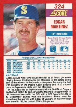 1990 Score - Promos #324 Edgar Martinez Back