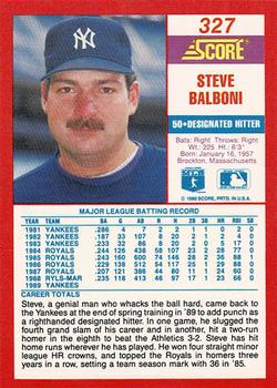 1990 Score - Promos #327 Steve Balboni Back