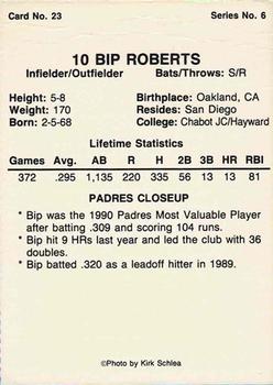 1991 Rally's San Diego Padres Magazine Inserts #23b Bip Roberts Back