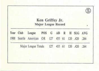 1989 The Kid (unlicensed) #5 Ken Griffey Jr. Back