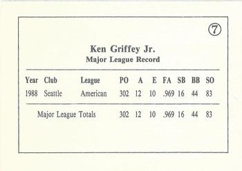 1989 The Kid (unlicensed) #7 Ken Griffey Jr. Back
