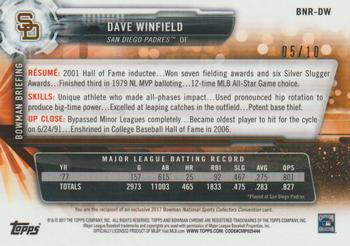 2017 Bowman Chrome - National Sports Collectors Convention Red Refractors #BNR-DW Dave Winfield Back